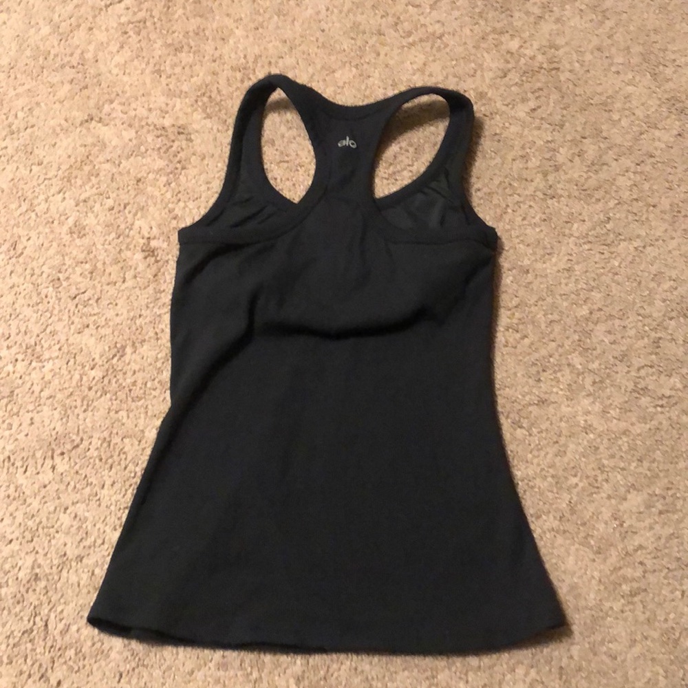 ALO yoga black scoop neck tank with built-in bra